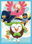  absurdres animal_focus bird border closed_eyes commentary_request dartrix facing_viewer flamigo highres murkrow no_humans official_art open_mouth pokemon pokemon_(creature) pokemon_tcg rowlet smile tongue wattrel 