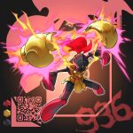  absurdres armarouge armor artist_name character_name colored_skin eye_trail fiery_hair full_body gold_armor highres light_trail pokemon pokemon_(creature) qr_code red_eyes red_skin redhead shoulder_armor solo zealmaker 