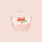  bird chai_(drawingchisanne) cup food food_focus food_name fruit no_humans original strawberry yogurt 