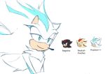  1boy alternate_form animal_ears animal_nose aqua_eyes bubblgsth closed_mouth commentary english_commentary english_text furry furry_male male_focus shadow_the_hedgehog simple_background smile sonic_(series) super_shadow upper_body white_background 