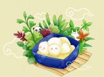  abaoyin brown_background clouds food food_focus no_humans painttool_sai_(medium) panda plant rabbit simple_background 