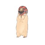  animal_focus body_fur brown_fur commentary cosplay engine_sentai_go-onger full_body go-on_red go-on_red_(cosplay) helmet henshin holding holding_helmet prairie_dog py0wwk red_helmet simple_background solo super_sentai white_background 