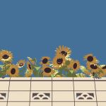  day flower from_below highres no_humans original outdoors sky sunflower tile_wall tiles too_many wateroic 