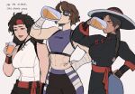 3girls alcohol beer chinese_clothes drinking english_text friends genderswap genderswap_(mtf) hat johnny_cage kamii_momoru kung_lao liu_kang mortal_kombat multiple_girls orange_juice red_headband sunglasses tomboy