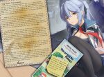 1girl azur_lane colorized english_text essex_(azur_lane) letter long_hair map sticky_note twintails