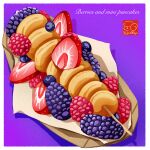  artist_logo artist_name berry blackberry_(fruit) food food_focus fruit highres mini_pancake no_humans original pancake raspberry skewer strawberry yuki00yo 