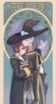  1boy 1girl book brown_eyes copyright_name fire_emblem fire_emblem_awakening glasses hat high_collar highres holding holding_book hps8 laurent_(fire_emblem) morgan_(female)_(fire_emblem) morgan_(fire_emblem) o-ring red_eyes redhead white_hair witch_hat 
