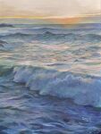  dawn day eyvzi172xqdkvs7 highres horizon morning no_humans ocean original painting_(medium) scenery shore sunrise traditional_media water watercolor_(medium) waves 