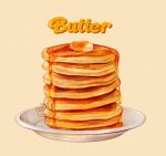  artist_logo butter english_text food food_focus no_humans original pancake pancake_stack plate simple_background white_background ydxart 