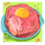  absurdres artist_name egg_(food) egg_yolk food food_focus highres meat no_humans original takisou_sou 