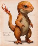  absurdres charmander christopher_stoll claws full_body highres lizard no_humans pokemon pokemon_(creature) realistic solo tail twitter_username 