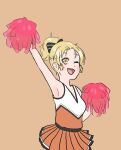  1girl anima_yell! blonde_hair cheering cheerleader dress long_hair orange_skirt skirt yellow_eyes 