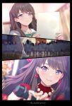  2girls brown_hair earrings female_pov fujishima_megumi heart heart_earrings highres jewelry link!_like!_love_live! long_hair looking_at_another love_live! multiple_girls narration osawa_rurino pov shamakho two_side_up violet_eyes 