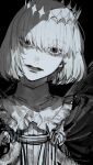  1boy au_(d_elete) black_background fate/grand_order fate_(series) greyscale hair_between_eyes highres looking_at_viewer male_focus monochrome oberon_(fate) parted_lips portrait short_hair sidelocks simple_background sketch solo 