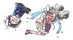  >_< 2girls bags_under_eyes bandaid bandaid_on_head black_pantyhose blank_eyes blown_away blue_jacket brown_footwear brown_hair commentary_request crossed_arms crossed_bandaids crying dirty dirty_clothes dirty_face floating_hair frown furrowed_brow hair_bobbles hair_ornament high_heels idolmaster idolmaster_cinderella_girls indian_style jacket loafers long_hair matsuo_chizuru multiple_girls necktie open_mouth pantyhose pink_footwear pink_necktie pink_skirt red_necktie sato_shin shoes short_hair sitting skirt skirt_tug socks soot streaming_tears swept_bangs tears thick_eyebrows transparent_background twintails two-tone_skirt upside-down vest wavy_mouth white_socks yawarakai_inu yellow_skirt yellow_vest 