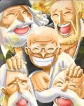 &gt;_&lt; bald beard ethan-baron_v._nusjuro ethanbaron_v._nusjuro glasses happy jaygarcia_saturn laughing marcus_mars multiple_boys mustache one_piece scar_on_face shepherd_ju_peter topman_warcury