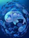  akira_(akira_art_poke) animal_focus blue_eyes fish from_side frown highres no_humans parted_lips pokemon pokemon_(creature) twitter_username underwater watermark wishiwashi wishiwashi_(solo) 