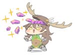  1boy 2024 :3 antlers chibi crystal deer_antlers horns long_hair obui otoko_no_ko shikanoko_nokonoko_koshitantan sketch solo taimanin_(series) taimanin_suit uehara_shikanosuke 