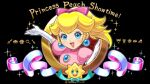 1girl blonde_hair blue_eyes bow breasts commentary_request copyright_name cosmetics dress earrings elbow_gloves gloves highres jewelry looking_at_viewer metro-goldwyn-mayer pink_bow pink_dress ponytail princess_peach princess_peach:_showtime! short_sleeves sphere_earrings star_(symbol) stella_(peach) super_mario_bros. suruga_kanade white_gloves 