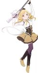  beret corset drill_hair gun hat highres magical_girl magical_musket mahou_shoujo_madoka_magica striped_clothes striped_thighhighs thigh-highs tomoe_mami twin_drills vertical-striped_clothes vertical-striped_thighhighs weapon 