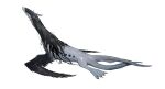  absurdres animal animal_feet animal_focus black_hair black_wings colored_skin creature full_body grey_skin highres kamikiririp no_humans original solo white_background white_eyes winged_arms wings 