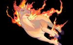  =_(9_yawbus) black_background fiery_hair fire horns horse pokemon pokemon_(creature) rapidash red_eyes simple_background single_horn solo unicorn 