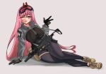  absurdres assault_rifle breasts girls_frontline gloves goggles griffin_&amp;_kryuger gun gun_sling highres holster large_breasts long_sleeves looking_at_viewer pink_hair rifle sig_mcx sig_mcx_(girls&#039;_frontline) sig_sauer suppressor tactical_clothes tascalate tattoo weapon 
