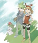 1boy 1girl brown_hair female green_hair haruka_(pokemon) male may_(pokemon) mitsuru_(pokemon) pokemon pokemon_oras wally_(pokemon)