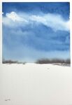  2others blue_sky clouds cloudy_sky day field forest highres horizon mouen_tw multiple_others nature original painting_(medium) sky snow traditional_media watercolor_(medium) 