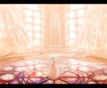  bob_cut closed_eyes colored_skin column curtains dress gardevoir green_hair inumura_(inu_noya) letterboxed mega_gardevoir mega_pokemon pillar pokemon pokemon_(creature) pokemon_xy white_dress white_skin window 