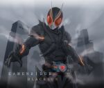  1boy absurdres antennae armor belt black_armor bug century_king_sun_driver character_name glowing glowing_eyes grasshopper highres kamen_rider kamen_rider_black_sun kamen_rider_black_sun_(character) kingstone kingstone_driver looking_at_viewer male_focus organic red_eyes rider_belt solo spiked_armor standing steam tokusatsu unique_(pixiv12704744) upper_body 