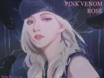  1girl black_hat blackpink blonde_hair character_name close-up dated english_commentary eren_xg7 hat highres k-pop long_hair looking_to_the_side parted_lips pink_lips profile real_life rose_(blackpink) solo strap twitter_username upper_body violet_eyes 