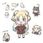  2girls :3 animal_ears blonde_hair blue_eyes blue_hair brown_dress brown_hair cat_ears cat_girl cat_tail chibi chibi_only closed_mouth colored_tips commentary_request dog_ears dog_girl dog_tail dress fang flower fujishima_megumi hair_flower hair_ornament hasu_no_sora_school_uniform highres kemonomimi_mode light_blue_hair link!_like!_love_live! long_hair long_sleeves looking_at_viewer love_live! medium_dress mr_frog716 multicolored_hair multiple_girls multiple_views neckerchief open_mouth osawa_rurino parted_bangs pink_flower pleated_dress red_neckerchief sailor_collar sailor_dress school_uniform skin_fang tail translation_request twintails two_side_up v-shaped_eyebrows violet_eyes virtual_youtuber white_sailor_collar winter_uniform |_| 