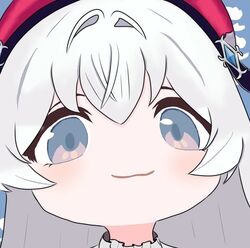  1girl arcaea hikari_(arcaea) light_blue_eyes long_hair smile white_hair 