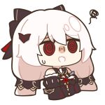  1girl @_@ arms_at_sides bare_shoulders bat_hair_ornament black_bow black_dress black_sleeves bow check_commentary chibi chibi_only chinese_commentary commentary_request cropped_torso detached_sleeves dress fang hair_between_eyes hair_bow hair_ornament honkai_(series) honkai_impact_3rd long_hair low_twintails open_mouth red_eyes sidelocks simple_background skin_fang solo theresa_apocalypse theresa_apocalypse_(luna_kindred) theresa_apocalypse_(lunar_vow:_crimson_love) twintails white_background white_hair youtho 