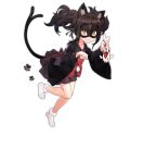  1girl :3 :d animal animal_ears ark_order black_hair black_kimono bow cat_ears choker domino_mask fish full_body hair_ornament holding holding_animal holding_fish japanese_clothes kimono koi long_sleeves mask mtyy multiple_tails nekomata nekomata_(ark_order) official_art paw_print red_bow red_sash sash short_bangs sleeve_bow smile socks solo tachi-e tail tassel tassel_hair_ornament transparent_background twintails two_tails white_socks wide_sleeves yellow_eyes 