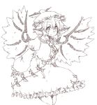  1girl animal_ears bird_ears bird_wings blush collared_shirt dress frilled_dress frilled_shirt_collar frilled_sleeves frills greyscale hair_between_eyes hat long_sleeves monochrome monyomoke mystia_lorelei parted_lips shirt short_hair simple_background sketch sleeve_garter solo touhou white_background winged_hat wings 