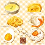  artist_logo egg_(food) egg_yolk food food_focus food_name fried_egg highres no_humans omelet original poached_egg scrambled_egg softboiled_egg steamed_egg_(food) tamagoyaki yuki00yo 