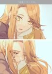  1girl blonde_hair commentary_request half-closed_eyes ko_(kochan_pr) long_hair looking_down multiple_views open_mouth pretty_series sad sweat upper_body waccha_primagi! yayoi_hina yellow_eyes 