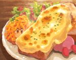  bread bread_slice cheese colored_skin food food_focus foodification in_food kirby kirby&#039;s_dream_land kirby_(series) lettuce looking_at_viewer miclot no_humans pink_footwear pink_skin plate tomato tomato_slice waddle_dee 