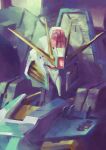  absurdres ex-s_gundam gundam gundam_sentinel highres mecha mecha_focus mobile_suit molai no_humans portrait red_eyes robot science_fiction solo v-fin 