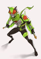  1boy absurdres animal_ears armor black_bodysuit bodysuit desire_driver driver_(kamen_rider) gears glowing glowing_eyes highres holding holding_sword holding_weapon id_core kamen_rider kamen_rider_geats_(series) kamen_rider_tycoon male_focus maniaxpunk ninja ninja_buckle ninja_dueler power_armor raccoon_ears raise_buckle red_eyes reverse_grip rider_belt sword tanuki tokusatsu weapon 