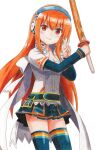 1girl beatmania black_skirt blue_skirt long_hair orange_eyes orange_hair orange_skirt umegiri_hifumi umegiri_iroha