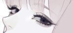  1girl bad_id bad_twitter_id blunt_bangs close-up commentary_request eyelashes eyeliner eyeshadow looking_at_viewer makeup mascara one_piece oppaipai perona pink_hair profile solo 