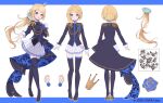  aki_rosenthal asymmetrical_hair asymmetrical_sidelocks blonde_hair blue_jacket blue_nails blue_thighhighs boots commentary_request crown detached_hair epaulettes frilled_skirt frills full_body hair_ornament haruwo high_heels highres hololive jacket long_hair military_jacket official_art parted_bangs reference_sheet skirt standing thigh-highs thigh_boots violet_eyes virtual_youtuber white_skirt 