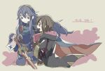  2girls batoson54 black_hair blue_eyes blue_hair brand_of_the_exalt cape eyes_of_grima falchion_(fire_emblem) fire_emblem fire_emblem_awakening hood hood_down hooded_jacket jacket lucina_(fire_emblem) morgan_(female)_(fire_emblem) morgan_(fire_emblem) multiple_girls talking tiara violet_eyes 