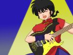  1boy black_hair braid braided_ponytail dragon light one_eye_closed open_mouth playing_guitar ranma_1/2 saotome_ranma solo wanta_(futoshi) 