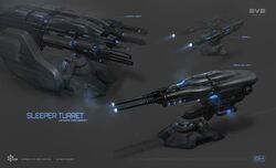  artist_logo cannon commentary company_logo company_name concept_art copyright_name dated energy_cannon eve_online georg_hilmarsson glowing grey_background grey_theme logo no_humans realistic science_fiction turret 