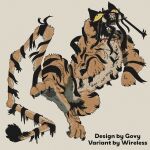  animal_focus brown_background colored_sclera dream_tiger_(govy9807) english_commentary english_text full_body highres monster no_humans open_mouth original simple_background solo tiger tusks wirelesstw yellow_eyes yellow_sclera 
