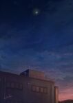  alu.m_(alpcmas) antennae artist_name building clouds crescent evening highres moon night night_sky no_humans original outdoors power_lines scenery sky twilight urban utility_pole 